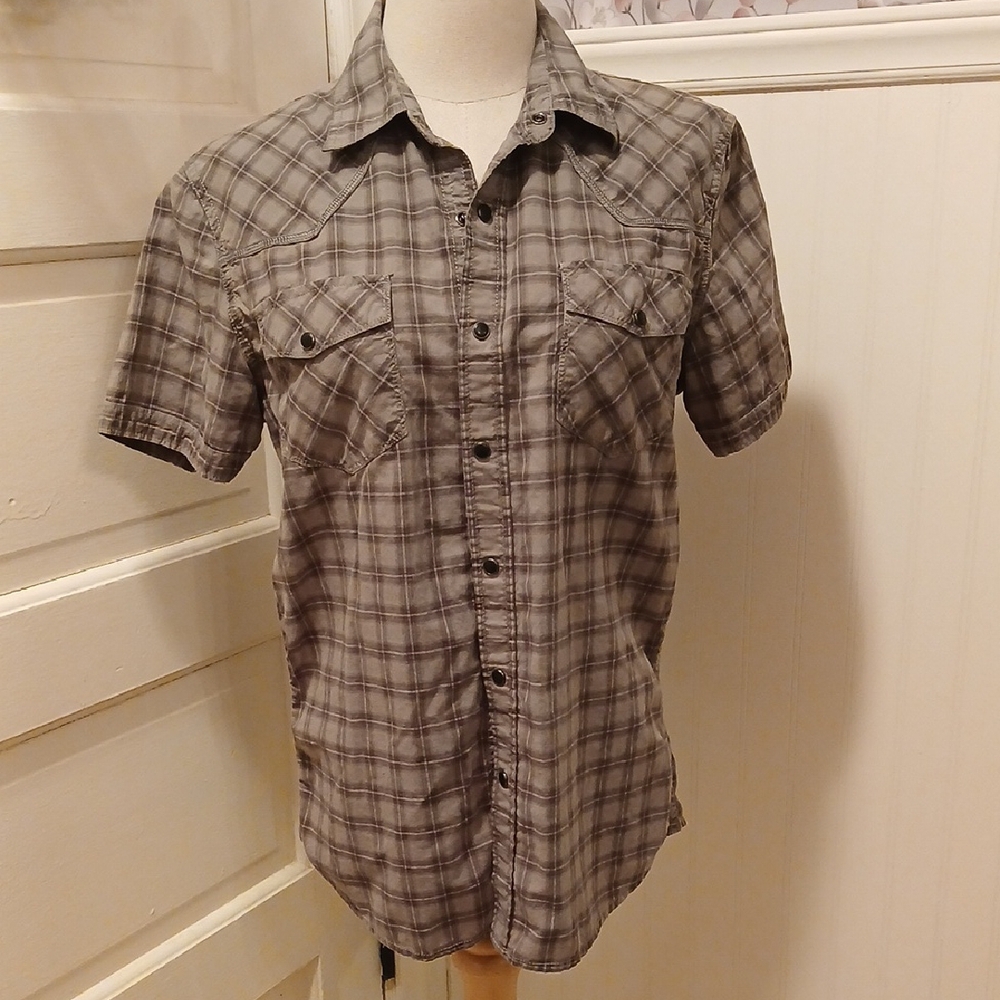 Converse Men's Casual Gray Plaid Shirt